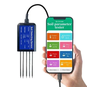 8 in 1 Wireless Soil NPK Tester Mobile App Connect pH EC Temp Moisture Sensor Meter for Agriculture Greenhouse