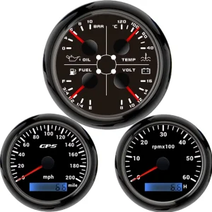 85MM GPS Speedometer Gauge 0-200MPH Tachometer 4 in 1 Gauge for Boat Car Truck