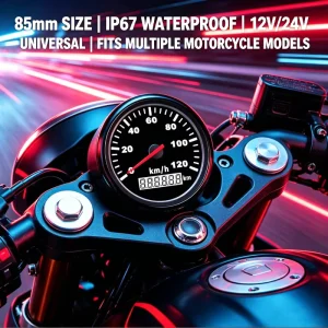 85mm Speedometer Waterproof IP67 12V/24V Universal Digital Gauge with Odometer for Car Truck Motorcycle