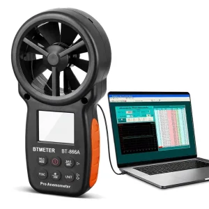 866A Pro Handheld HVAC Anemometer CFM Air Flow Meter Wet Bulb Wind Velocity Dew Point USB Sync PC 6 W Speed Units