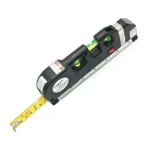 8FT Industrial Grade Multipurpose Level Laser Horizon Vertical Measure Tape Aligner Bubbles Ruler Red <0.5mW Laser Level