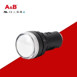 A&B LED Indicator Light with Round Button Waterproof Plastic AD16 22DS W 220V Voltage