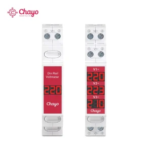 AC Voltmeter DIN Rail Mount Single Three Phase Voltage Meter 60 450V LED Display for Electrical Panel Monitoring