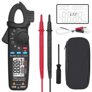 ACM91 1mA DC AC Clamp Meter Voltage Amp Frequency Resistance V-Alert Live Wire Check Multimeter Tester with Back Clip