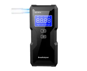 ACT Portable High Precision Fuel Cell Breathalyzer Alcohol Tester Digital Breath Alcohol Test ACT-BT30 Black Lithium Battery