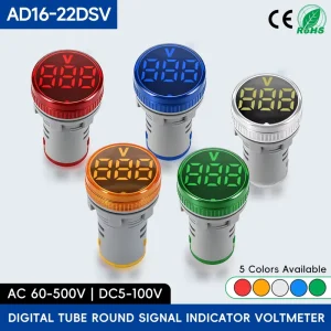 AD16 22DSV 22mm Mini Digital Voltmeter LED Indicator Light for AC DC Voltage Display Panel Signal Equipment