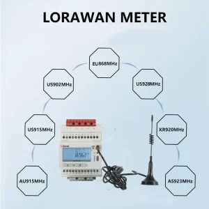 ADW300 3 Smart LoRaWAN Wireless Electricity Meter EU868Mhz 923mhz 0.5S Class Accuracy AC85 265V Power Supply 2 Year