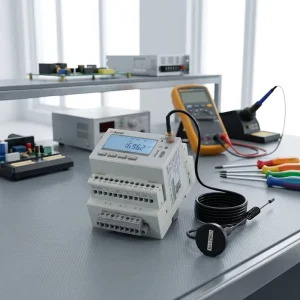 ADW300 Three Phase Wireless Energy Meter with RS485 WiFi 4G Lora Class 0.5s Accuracy 100A Max Current Din Rail Mount