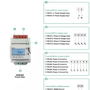 ADW300W WF Wireless Online Monitoring Open Type 100A Bi-directional Measurement Smart Power Meter for Factory Energy