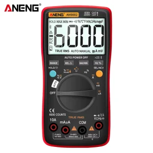 AN9002 Professional Digital True RMS Multimeter 6000 Counts AC/DC Current Voltage Auto-Range 750V AC/1000V DC 4-Digit