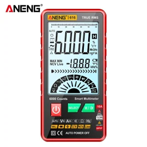 ANENG 616 Mini Portable Multimeter 0-600V/10A AC/DC Voltage/Current Tester Large Screen Backlight Digital Display Capacitance
