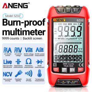 ANENG SZ02 Digital Multimeter 9999 Counts True RMS Auto Capacitance Temp Resistance Transistor Physical Measuring Instrument