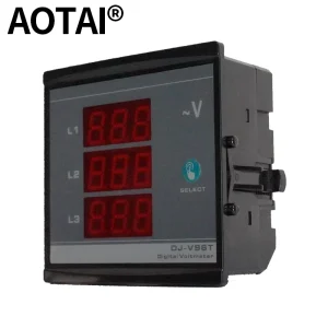 AOTAI DJ V96T Three Phase Voltage Meter 4 Digit LED Digital AC DC Input 10 300V 1% Accuracy PVC Material Easy Panel Mounting