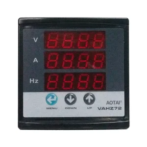 AOTAI VAHZ 72 Single Phase 4 Digit Mini Digital AC DC Ammeter Voltage Frequency Meter 1% Accuracy PVC Material AC 50 500V 0 5A