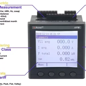 APM801 Class0.2S Multifunction Three Phase Four Wire Panel Mounted Power Meter with RS485 Modbus-RTU