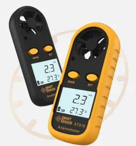 AT916 Mini Anemometer Wind and Temperature Gauge with Backlight Screen Pocket Tester for HVAC and Weather Inspection