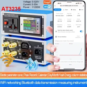 ATORCH AT3235 Tuya WiFi AC0 320V 35A Ammeter Voltmeter Digital Wattmeter Socket Electric Voltage Current Multimeter Power Meter