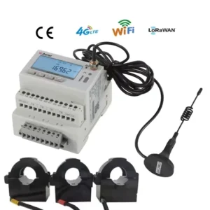 Acrel 4G WiFi 3pcs External CTs Din Rail LCD Display IoT Wireless Three Phase Power Meter for Factory Renovation