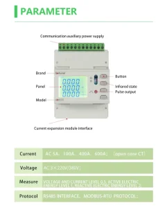Acrel ADW210 D10 4S Scondary 5A Measurement 10mm Open Type CT 4 Channel Three Phase Din Rail Smart Energy Meter with Modbus RTU