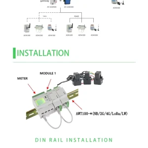 Acrel ADW210 D24 4S 4 Channel Three Phase 400A CT Connect RS485 Modbus RTU Energy Meter for Factory Product Consumption