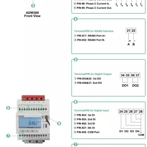 Acrel ADW300 WiFi MQTT Industrial Level Remote Monitoring PF Kwh Calculation Smart Energy Meter with Modbus RTU RS485