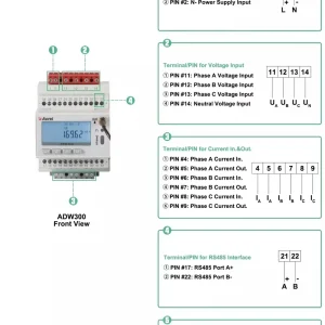 Acrel ADW300W WF Online Monitoring 16mm CT Size WiFi Communication 100A Input MQTT Power Energy Meter for Online Measuring