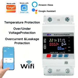Adjustable Voltage Current Temperature and Leakage Protective Device With Kilowatt-hour Meter