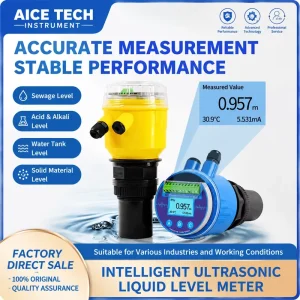 Advanced Ultrasonic Water Level Sensor 1mm Accuracy LCD Display 0-10m Range Two-wire