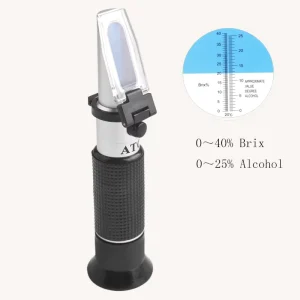 Alcohol Wort Specific Gravity Refractometer 0~40% Brix 0~25% Beer Fruit Juice Wine Sugar Test Meter