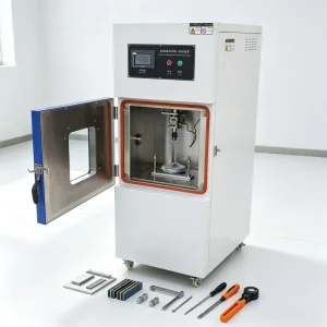 All in one Lithium Battery Abuse Test Equipment 10~80mm/s Adjustable Penetration Speed Stainless Steel Inner Chamber