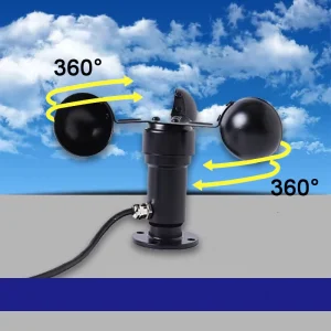 Anemometer Wind Speed Sensor Transmitter Metal Material PG Waterproof Connector Side Outlet Multiple Parameter RS485 4 20mA 0 5V