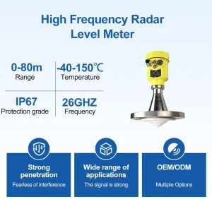 Anti corrosion Radar Level Sensor 26GHz Conical Horn Radar Level Gauge for Acid Alkali Tank with Foamy Liquid Level Monitoring