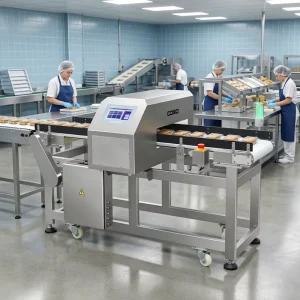 Automatic Balancing Food Grade Conveyor Metal Detector Anti Interference System for Frozen Ready Meal Inspection