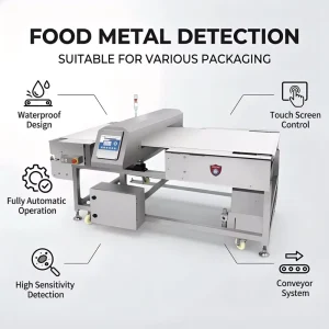 Automatic Food Grade Metal Detector for Bakery Meat Industry High Sensitivity IP66 Waterproof 304 Stainless Steel Conveyor