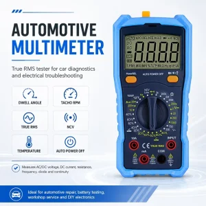 Automotive Digital Multimeter True RMS Car Tester with Dwell Angle Tacho RPM NCV Voltage Current Temp Frequency Meter