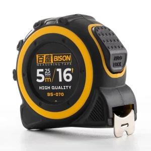 BISON Factory Direct ABS Material TPR-Coated Steel Telescopic Metric Measuring Tape High Linearity Automatic Return Manual Lock