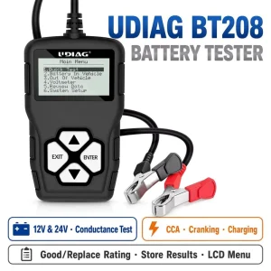 BT208 Automotive Battery Tester 12V 24V Digital Conductance Analyzer CCA Cranking Charging Test for Car Truck Motorcycle