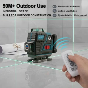 BYT-4H Industrial 16 Lines 4D Green Laser Level 360 Self Leveling with Receiver, Outdoor High Precision Cross Line Laser Battery