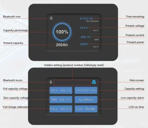 Battery Monitor Display Caravan Testers Shunt Inverter Monitoring Device with Communication Bluetooth, RS485