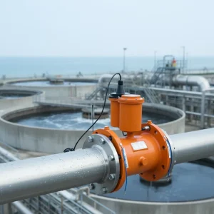 Battery Powered Electromagnetic Flow Meter Stainless Steel Construction IP68 Protection Wireless Remote for Wastewater Treatment
