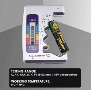 Battery Tester Checker Seven Type Universal Battery Checker for C AA AAA D N 9V (6F22) and 1.5V Button Cell Household Batteries