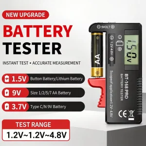 Battery Tester for AA AAA 9V 1.5V 1.2~4.8V Household Batteries Life Level Testers Power Meter Digital LCD Display