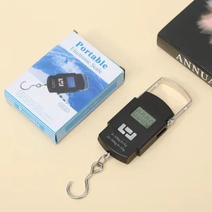 Black 50kg Portable Electronic Portable Luggage Scale LCD Digital Display Screen Express Delivery Scale Hook Mini Scale