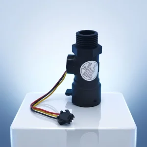 Black Engineered Plastic Turbine Flow Sensor 1-30L/min Range with Easy Installation for Household Geysers