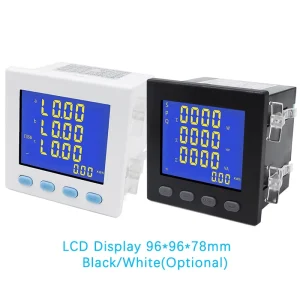 Black White LCD Digital Display Watt Hour Power Energy Meter Energy Consumption Meter HZ V a KWH 3 Phase 4 Wire