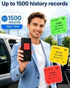 Built in Battery Semiconductor Breathalyzer Alcohol Tester Low Power Consumption Breath Alcohol Meter for Personal Use