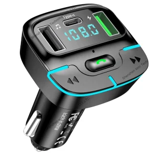 C19 Portable Dual USB Fast Charger 5V/3A Hands-Free Car FM Transmitter Audio with LED Display MP3 Player and BT5.3 Car Audio
