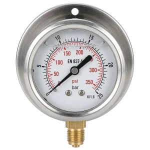 CE Certified Dial Type Hydraulic Pressure Meter 0-350psi Oxygen Manometer General Pressure Gauge with Brass Connection