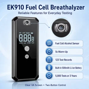 CE Certified Portable Electrochemical Alcohol Detector Fuel Cell Breathalyzer High Accuracy Digital Breath Alcohol Tester