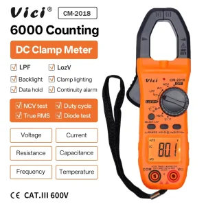 CM-2018 AC DC Digital Clamp Meter True RMS NCV Low Pass Filter 6000 Digits Display